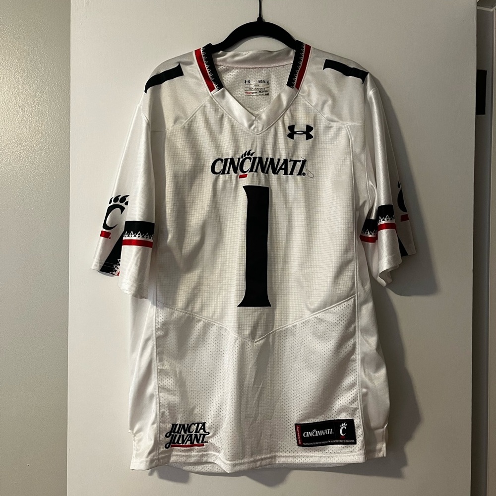 Under Armour University of Cincinnati White and Black Football Jersey